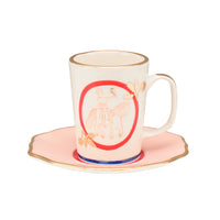 Horseman Tea Cup and Pink Saucer Set