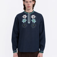 Lekvar Men’s Embroidered Shirt in dark blue