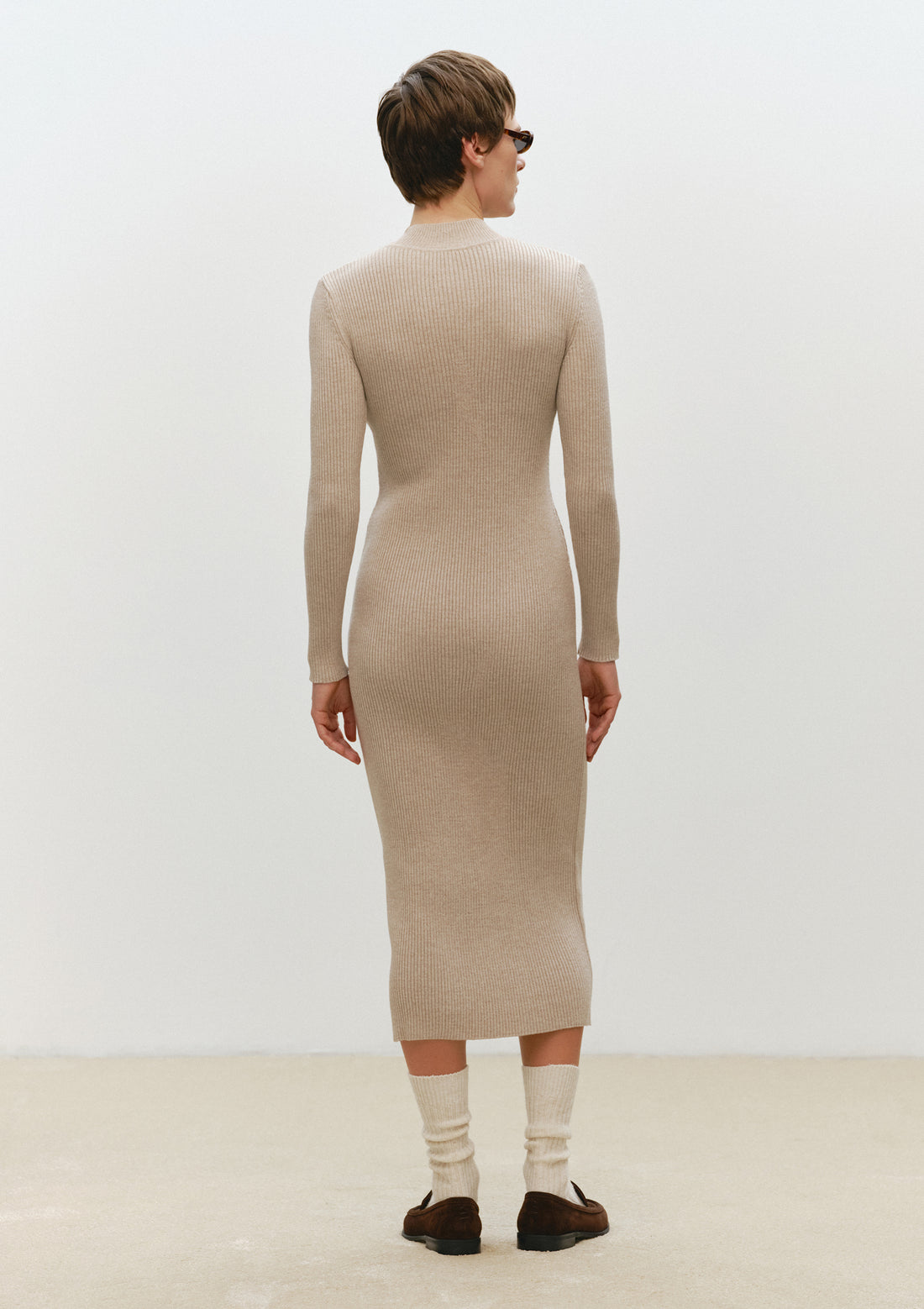 Ribbed Knit Dress in sand