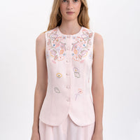Agrus embroidered vest in pink