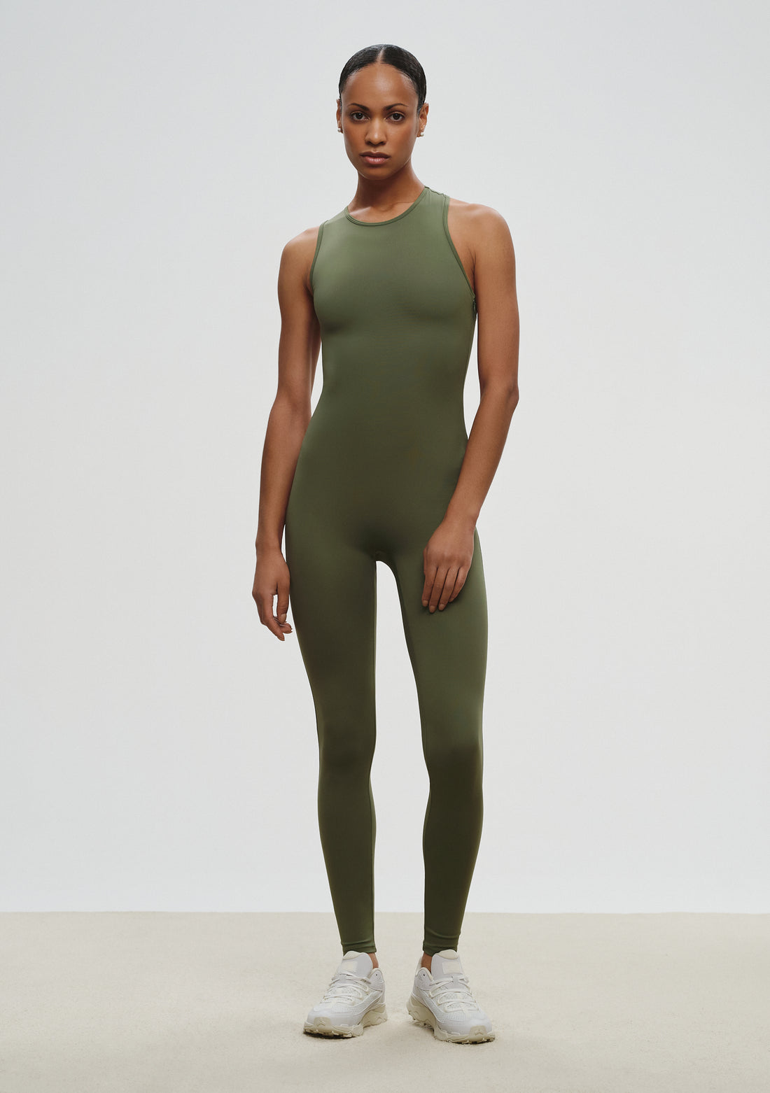 Asymmetric Leotard in sage