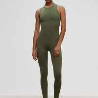 Asymmetric Leotard in sage