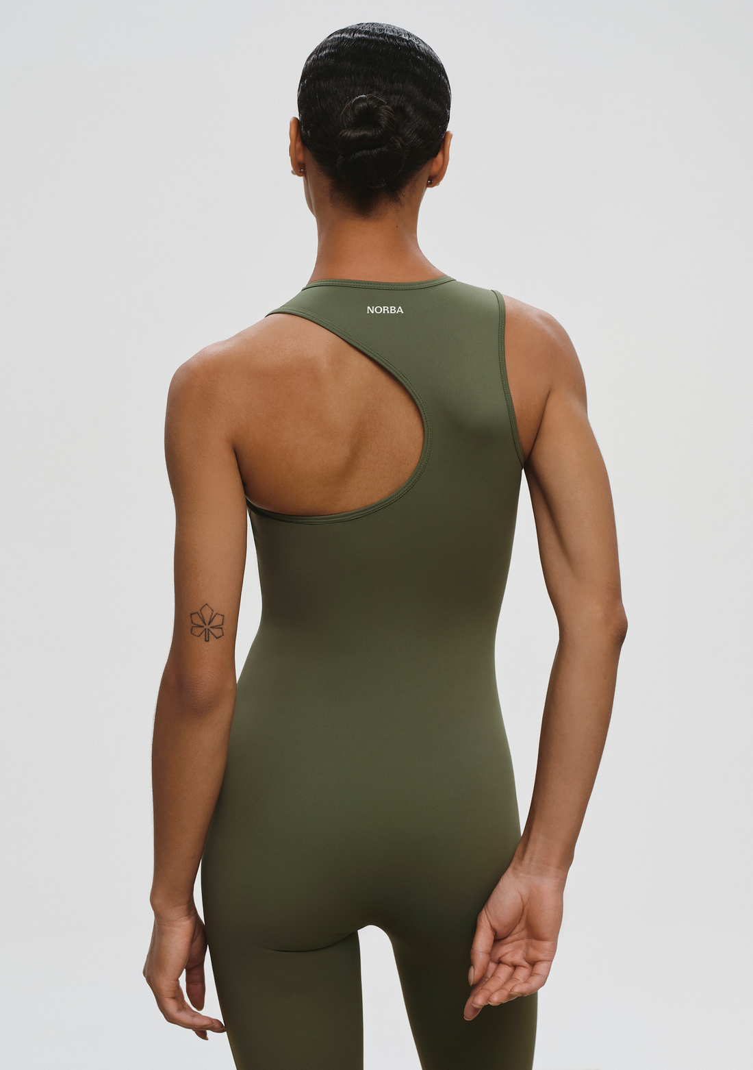 Asymmetric Leotard in sage
