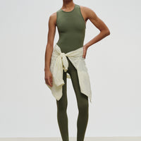 Asymmetric Leotard in sage