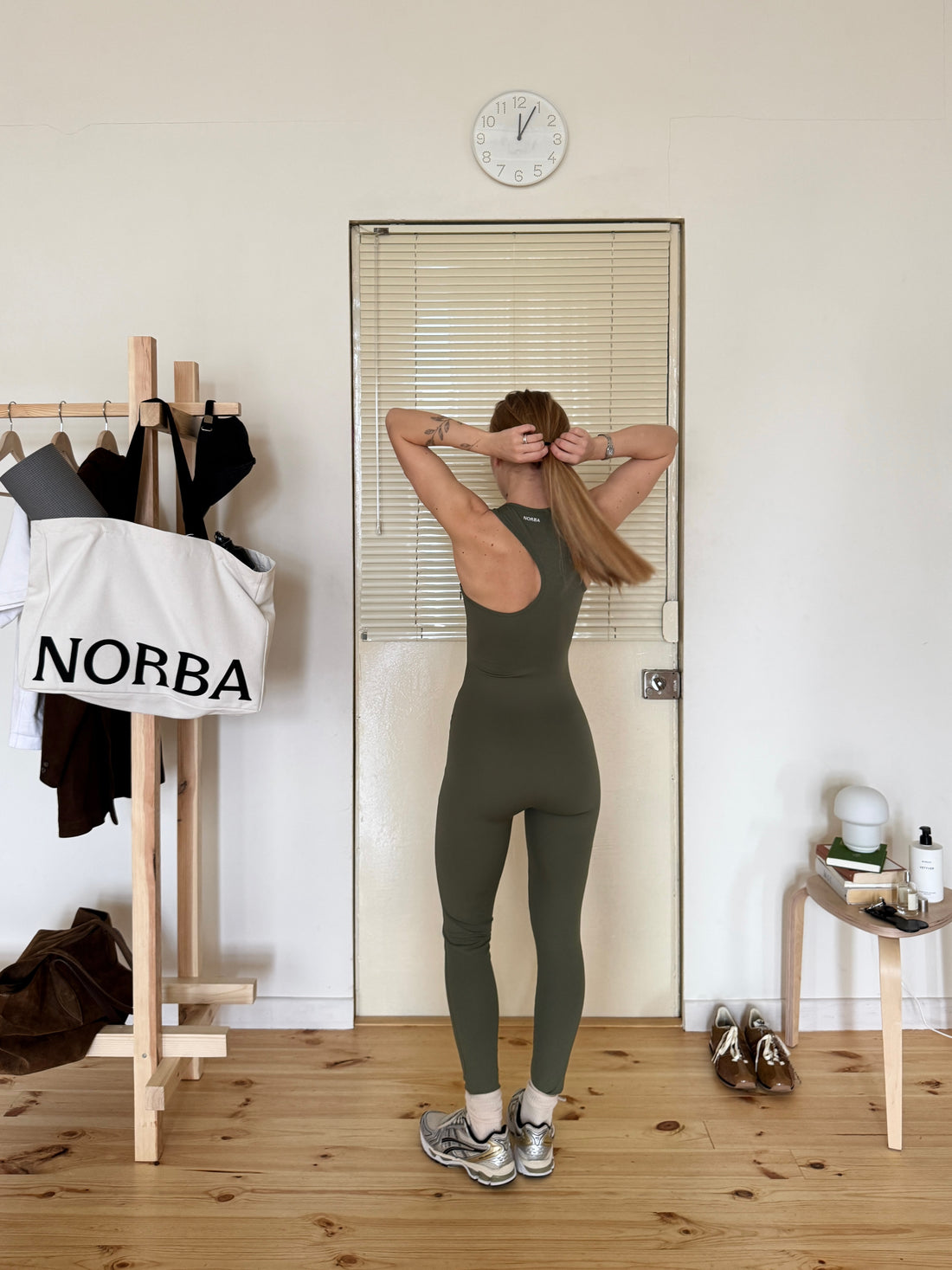 Asymmetric Leotard in sage
