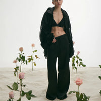 Satin Trousers In Black