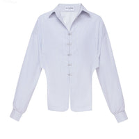 shirt with classic collar hooks in front inspired by Idol Lily Rose Depp The Weekend