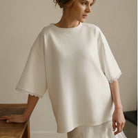 T-shirt with lace trim