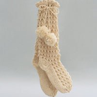 Knee Socks with Pompoms in Milk