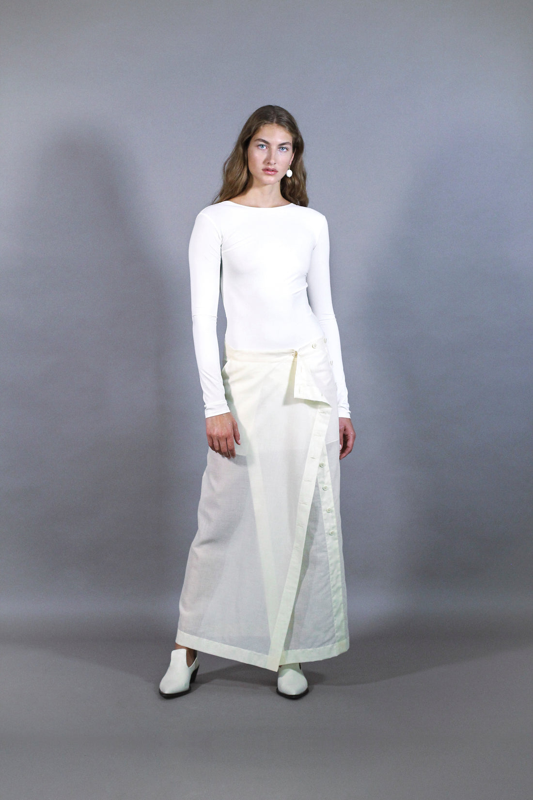 Front Button Maxi Skirt