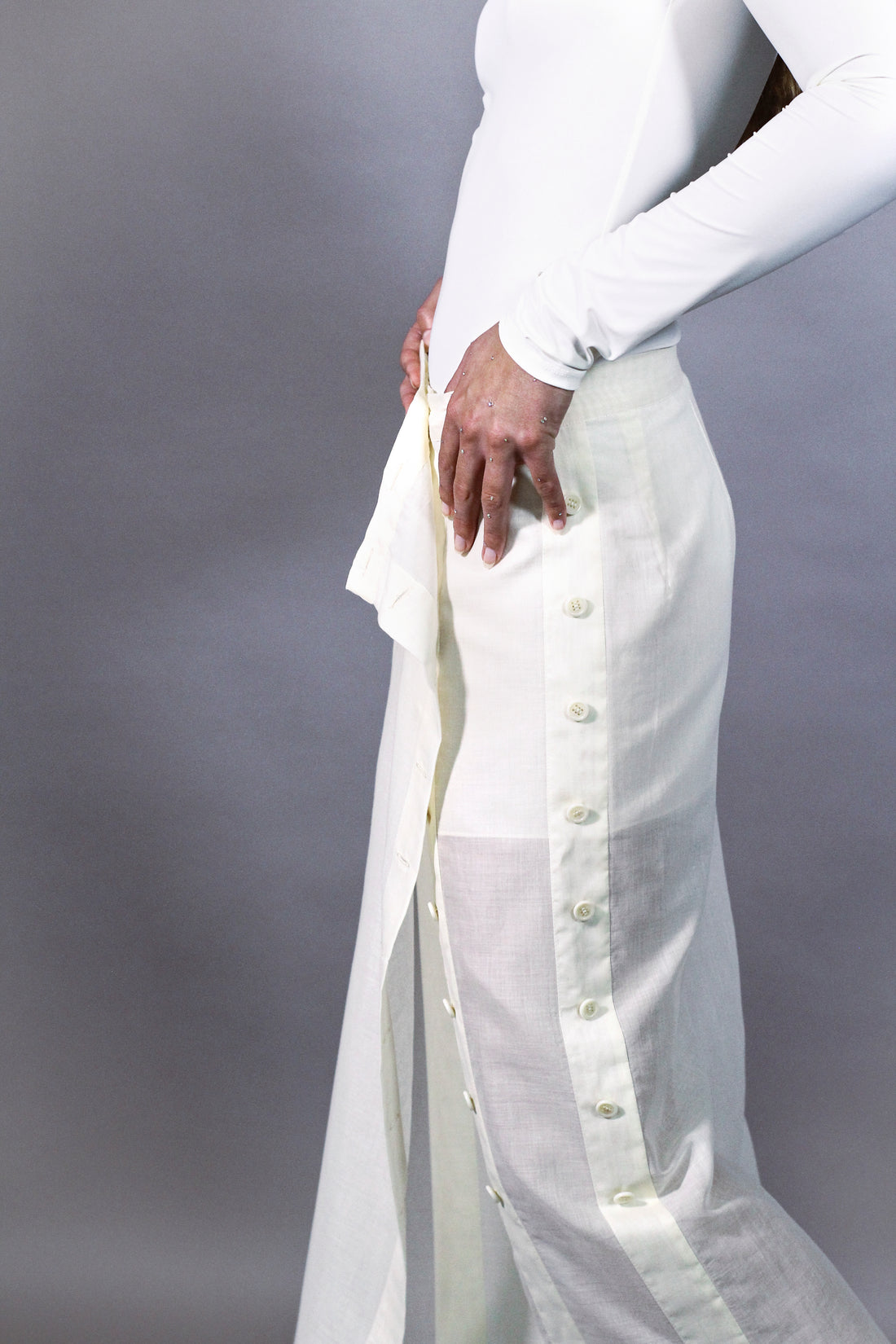 Front Button Maxi Skirt