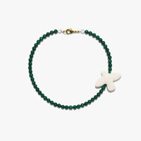 Myrni medium-sized malachite necklace with porcelain bird