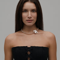 Myrni rhinestone necklace with porcelain bird