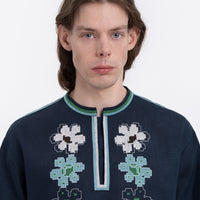 Lekvar Men’s Embroidered Shirt in dark blue