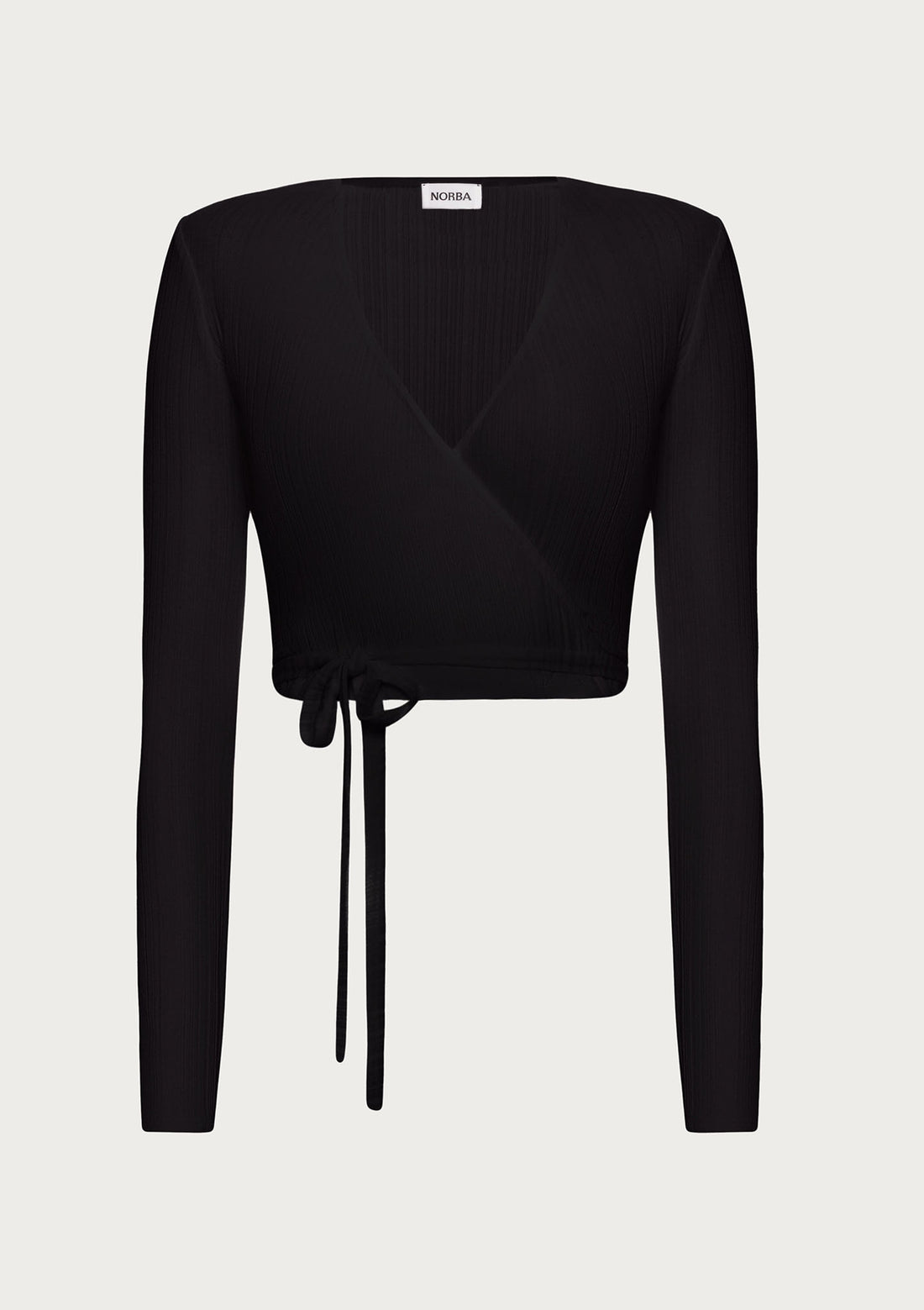 Textured Wrap Top in black