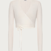 Textured Wrap Top in ivory