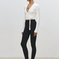 Textured Wrap Top in ivory