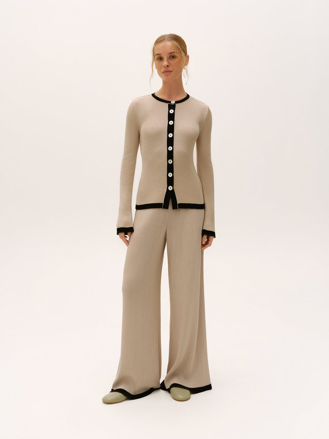 Fine Knit Pants in pearl