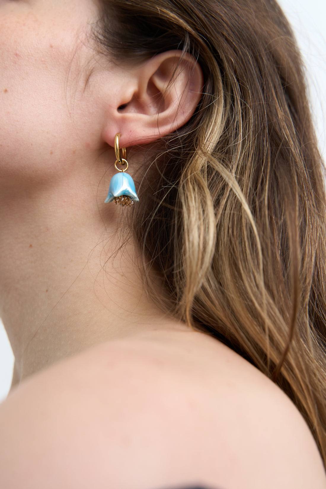 Polysk Bell Mono Earring in light blue