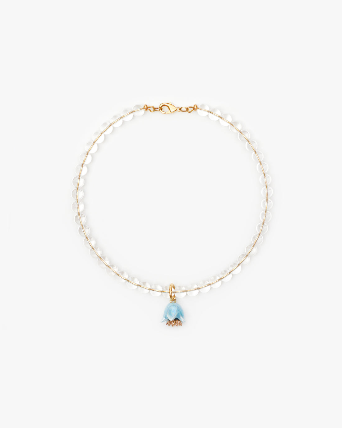 Polysk crystal necklace with light blue bell flower
