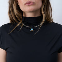 Polysk crystal necklace with light blue bell flower