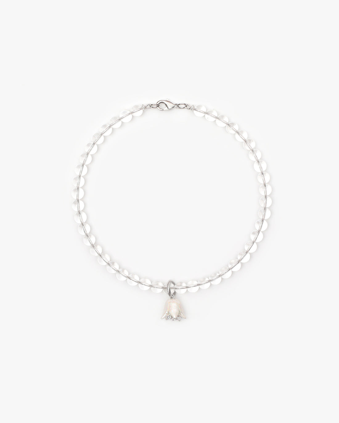 Polysk crystal necklace with white bell flower