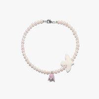 Polysk pearl necklace with bird and lilac bell flower