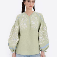 Örnek Vyshyvanka Shirt in soft green
