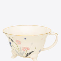 Ceramic Legged Cup with floral design and gold plating