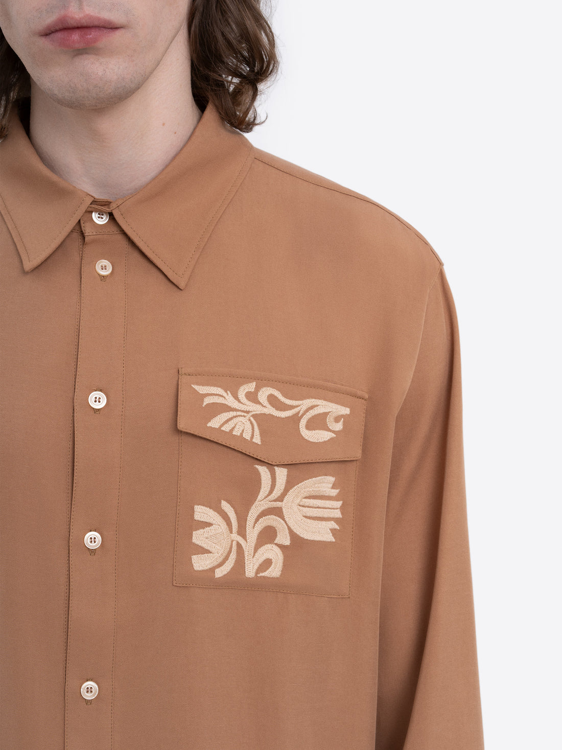 Khvylia Embroidered Shirt in sandy