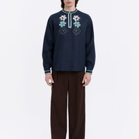 Lekvar Men’s Embroidered Shirt in dark blue