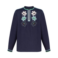 Lekvar Men’s Embroidered Shirt in dark blue