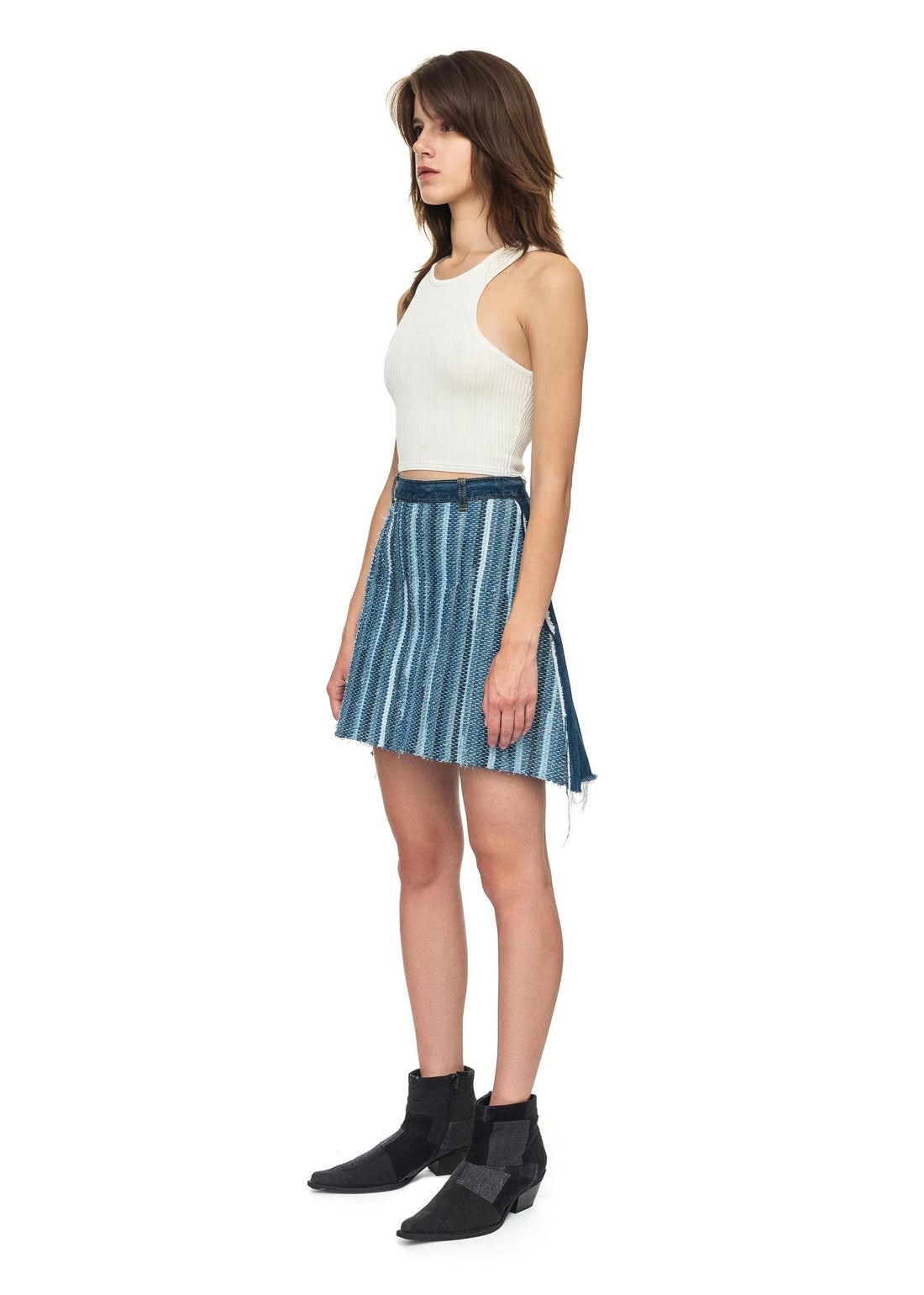 Hand-woven denim skirt