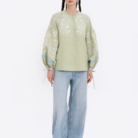 Örnek Vyshyvanka Shirt in soft green