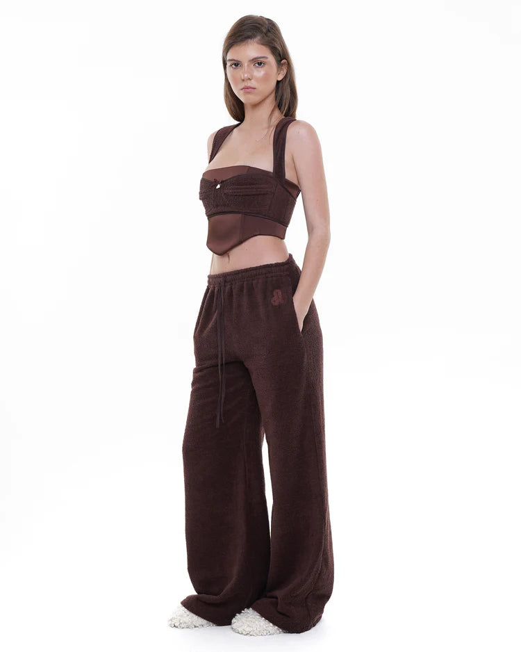 Satin Corset With Terry Cloth Detail