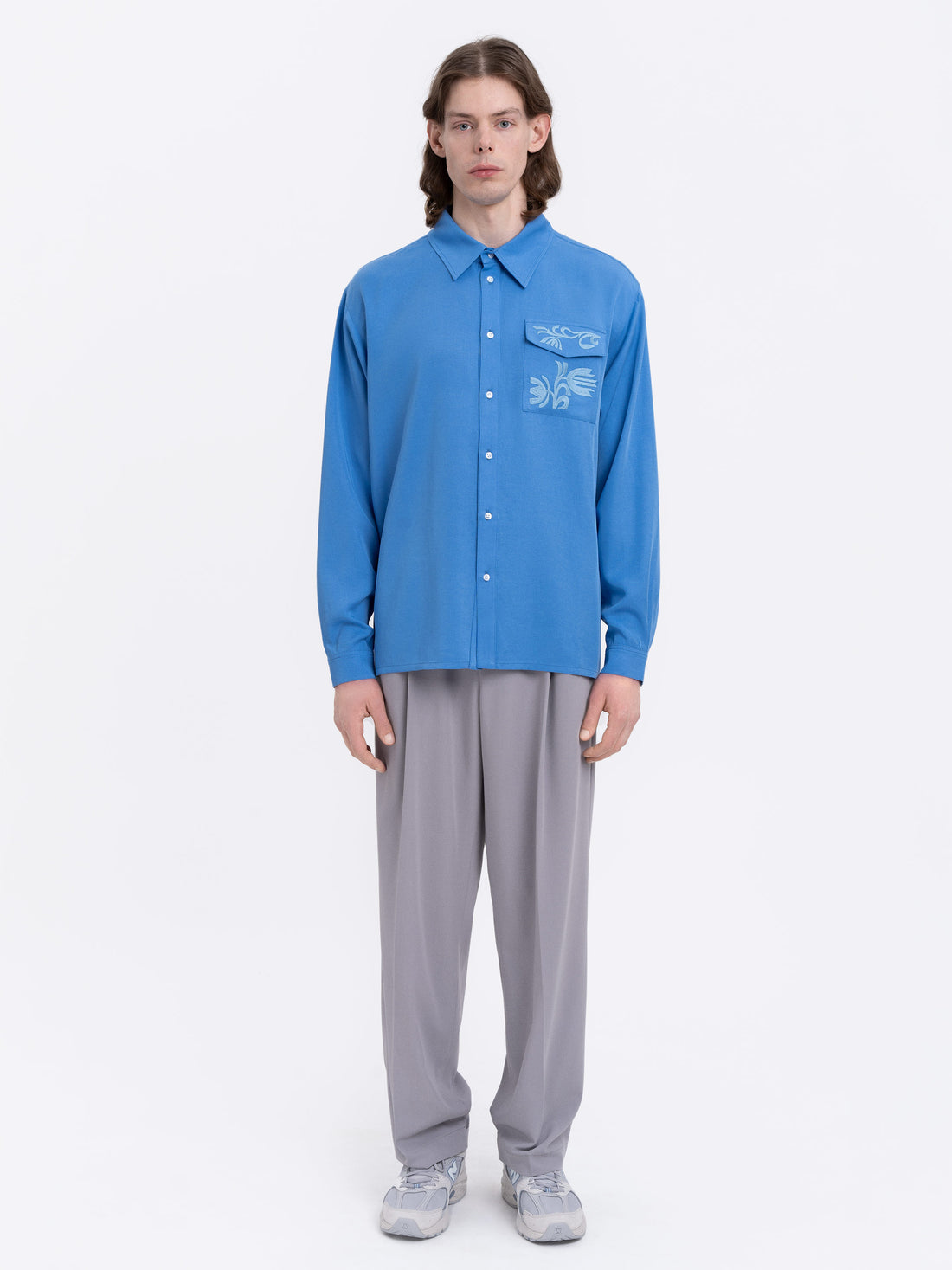 Khvylia Embroidered Shirt in blue