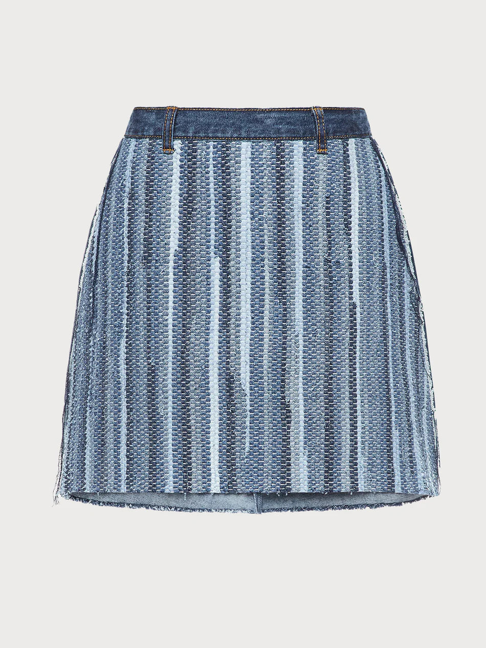 Hand-woven denim skirt