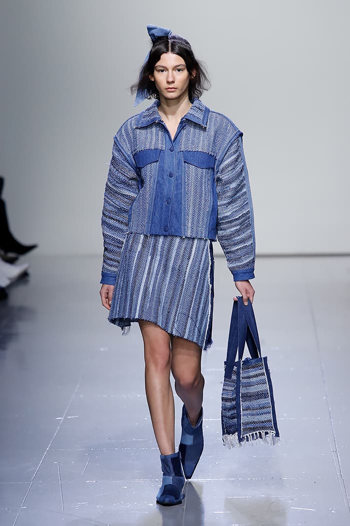 Hand-woven denim skirt