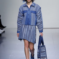 Hand-woven denim skirt