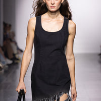 Denim Dress with Fringes