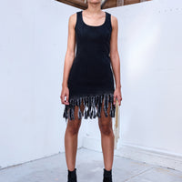 Denim Dress with Fringes