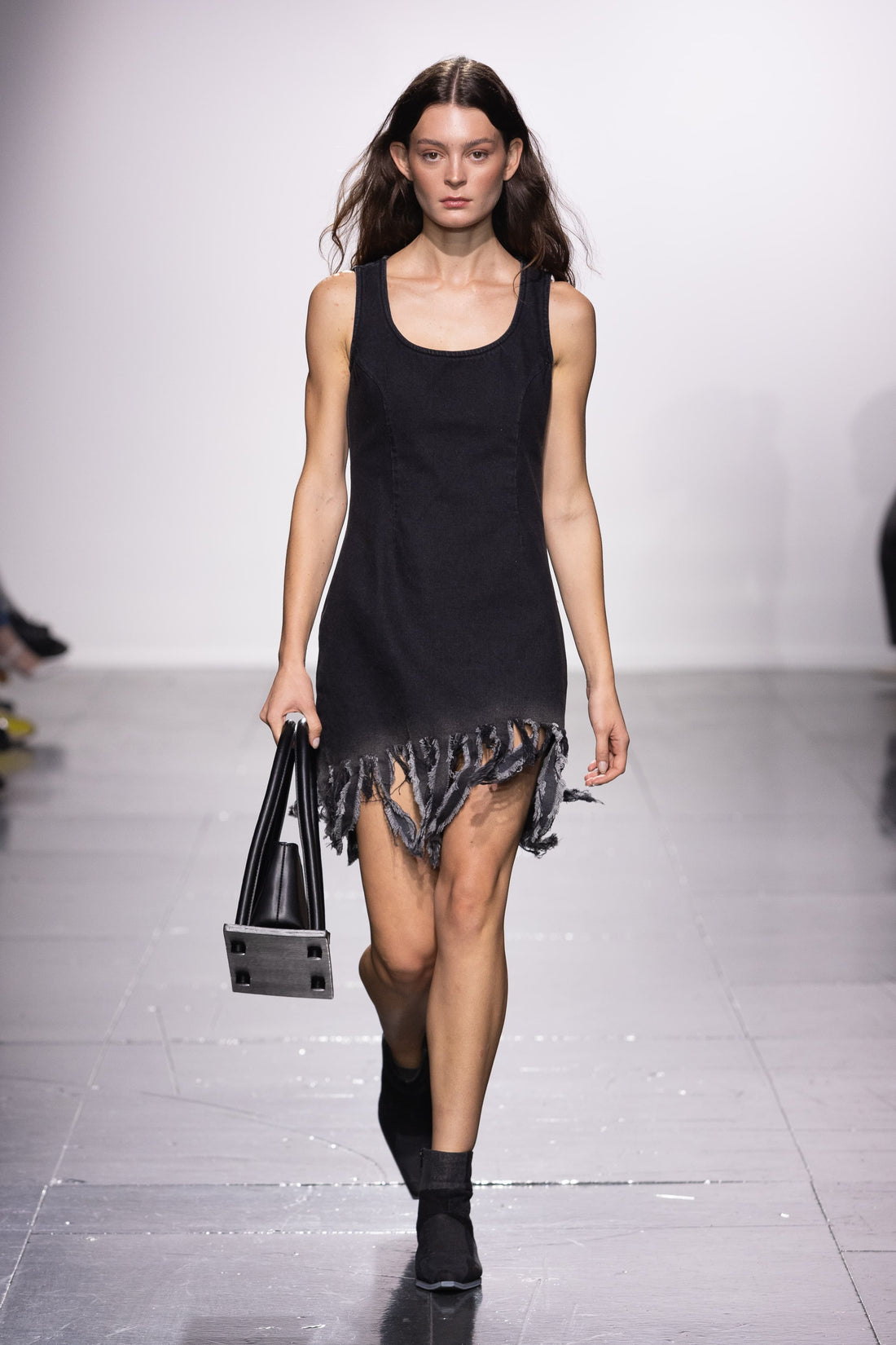 Denim Dress with Fringes