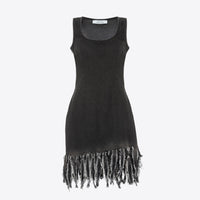 Denim Dress with Fringes