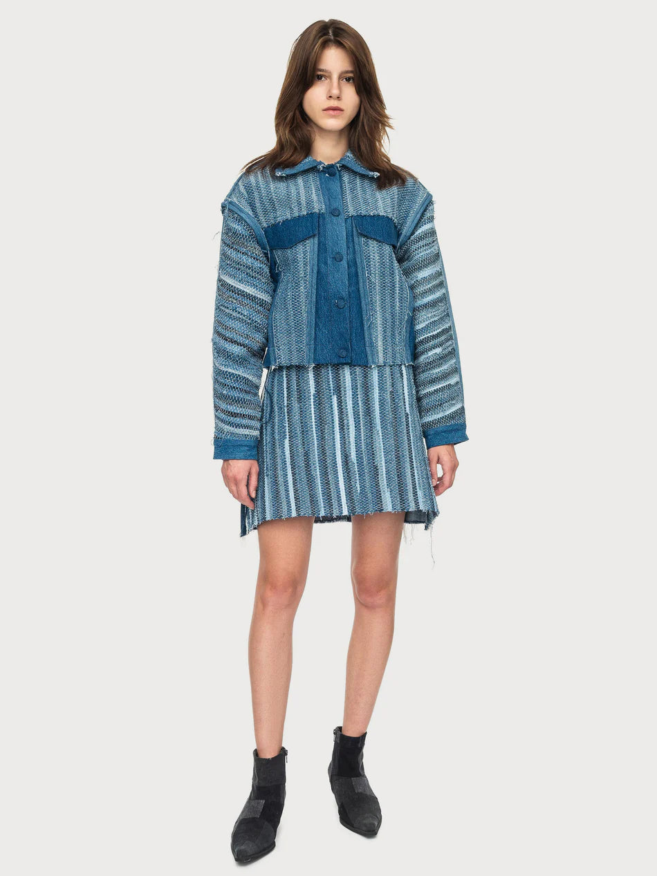 Hand-woven denim skirt