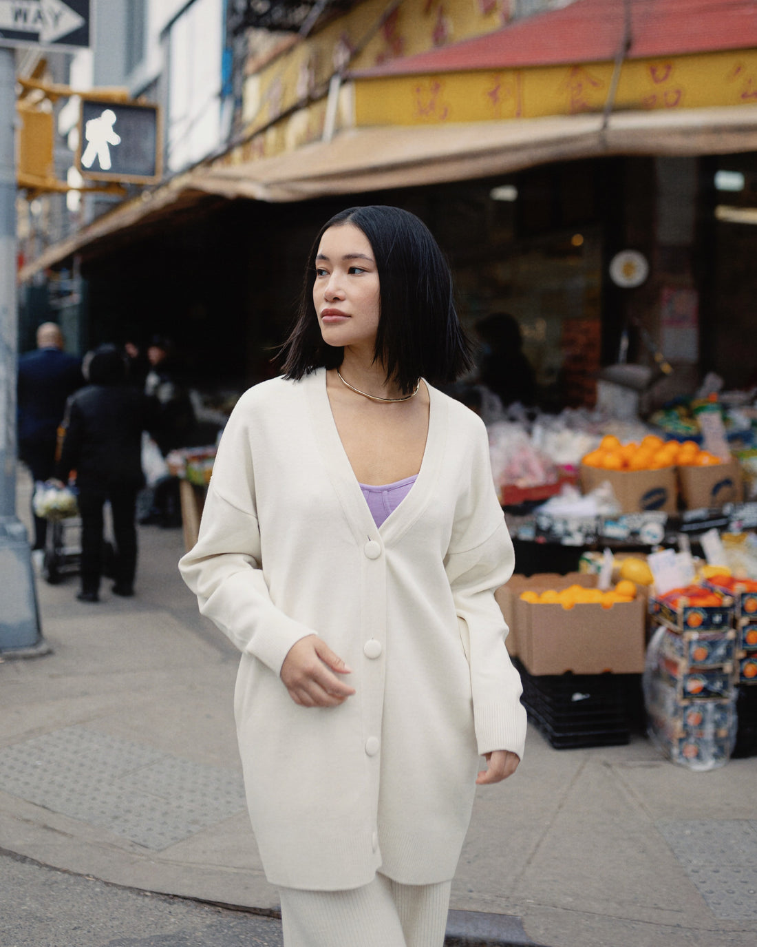 Relaxed Fit Cardigan in pearl