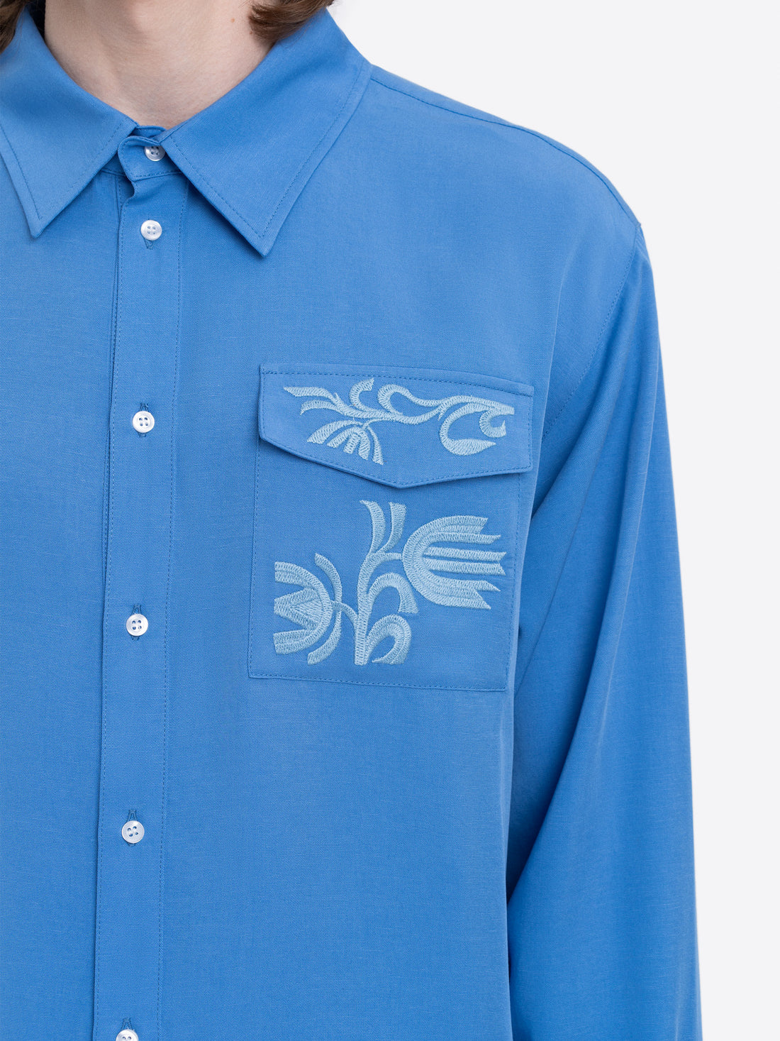 Khvylia Embroidered Shirt in blue