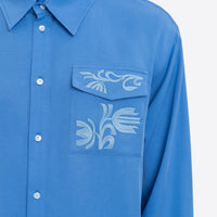 Khvylia Embroidered Shirt in blue