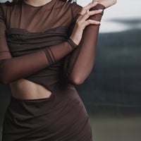 Brown Drape Dress