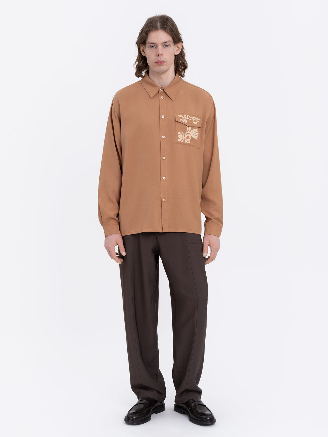 Khvylia Embroidered Shirt in sandy
