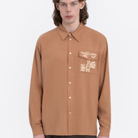 Khvylia Embroidered Shirt in sandy